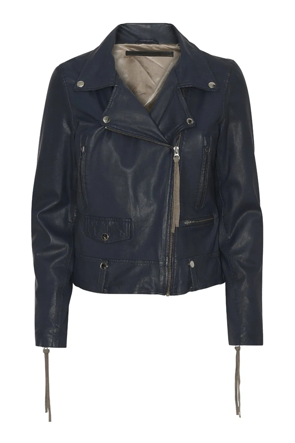 Seattle Thin Leather Jacket Blue Night