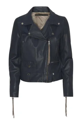 Seattle Thin Leather Jacket Blue Night