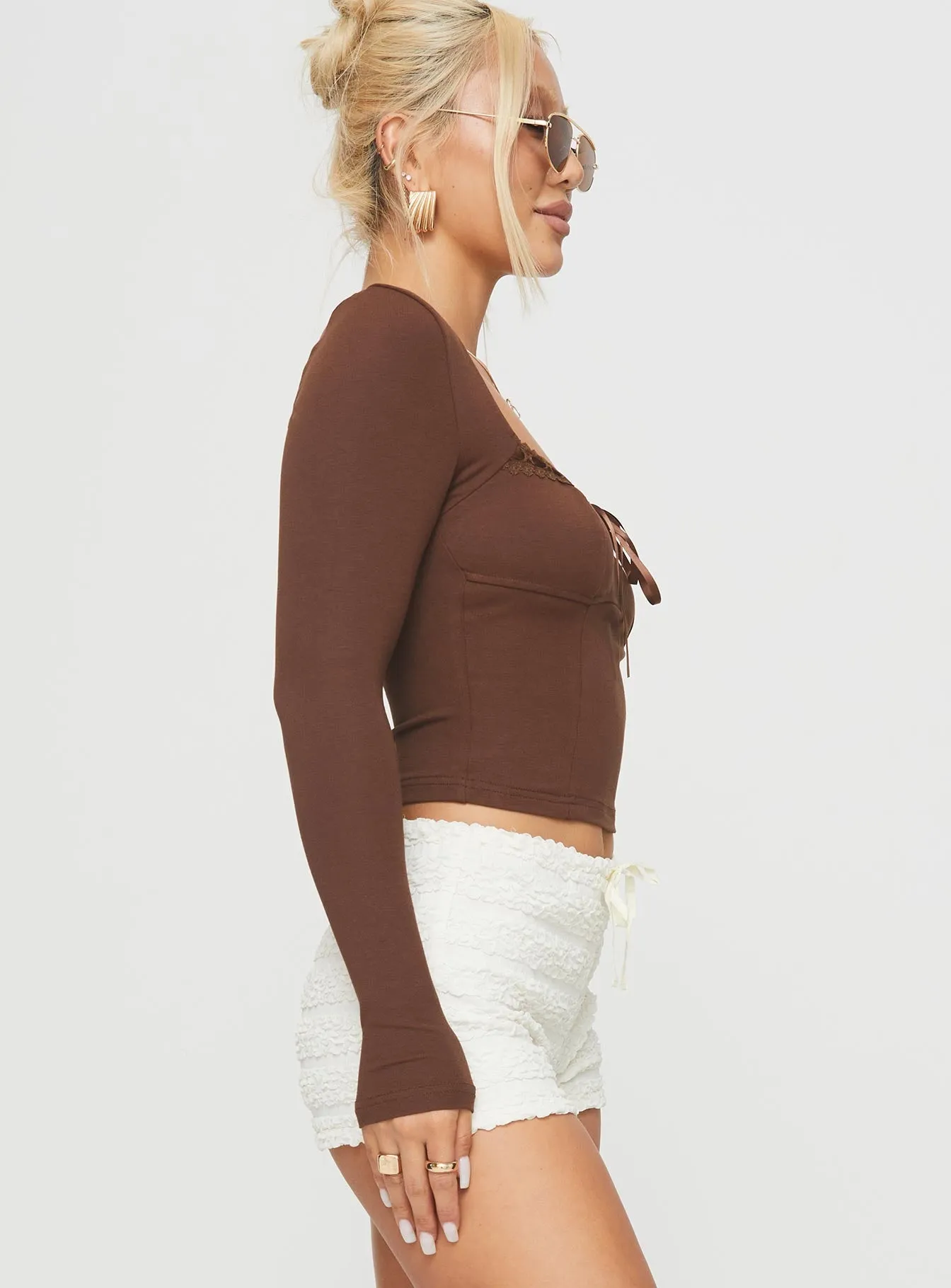 Shakam Long Sleeve Top Brown