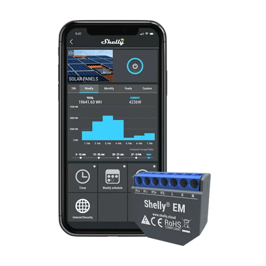 Shelly EM Wi-Fi Energy Meter Contactor Control Monitor