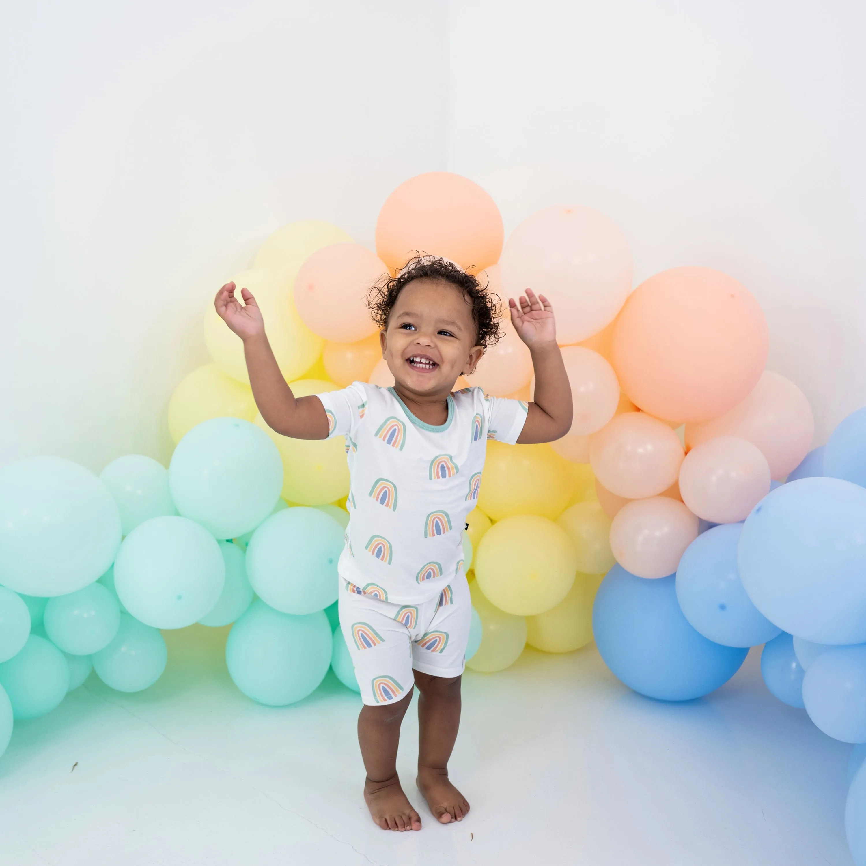 Short Sleeve Pajamas in Wasabi Rainbow