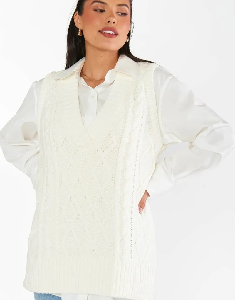 Show Me Your Mumu Reid Sweater Vest - Cream Cable