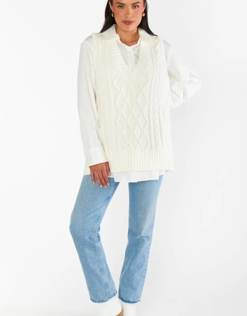 Show Me Your Mumu Reid Sweater Vest - Cream Cable