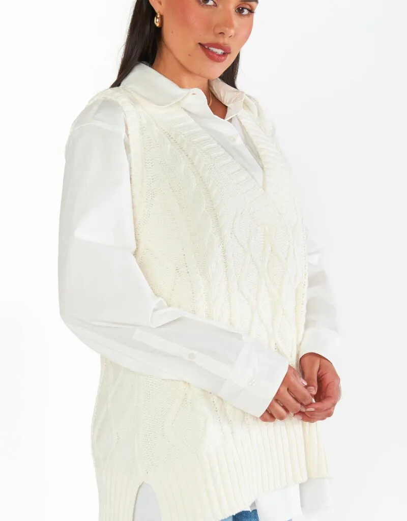 Show Me Your Mumu Reid Sweater Vest - Cream Cable