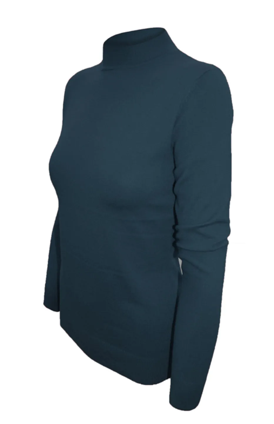 Silk Blend Stretch Knit Mock Turtleneck