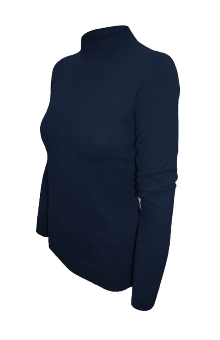 Silk Blend Stretch Knit Mock Turtleneck