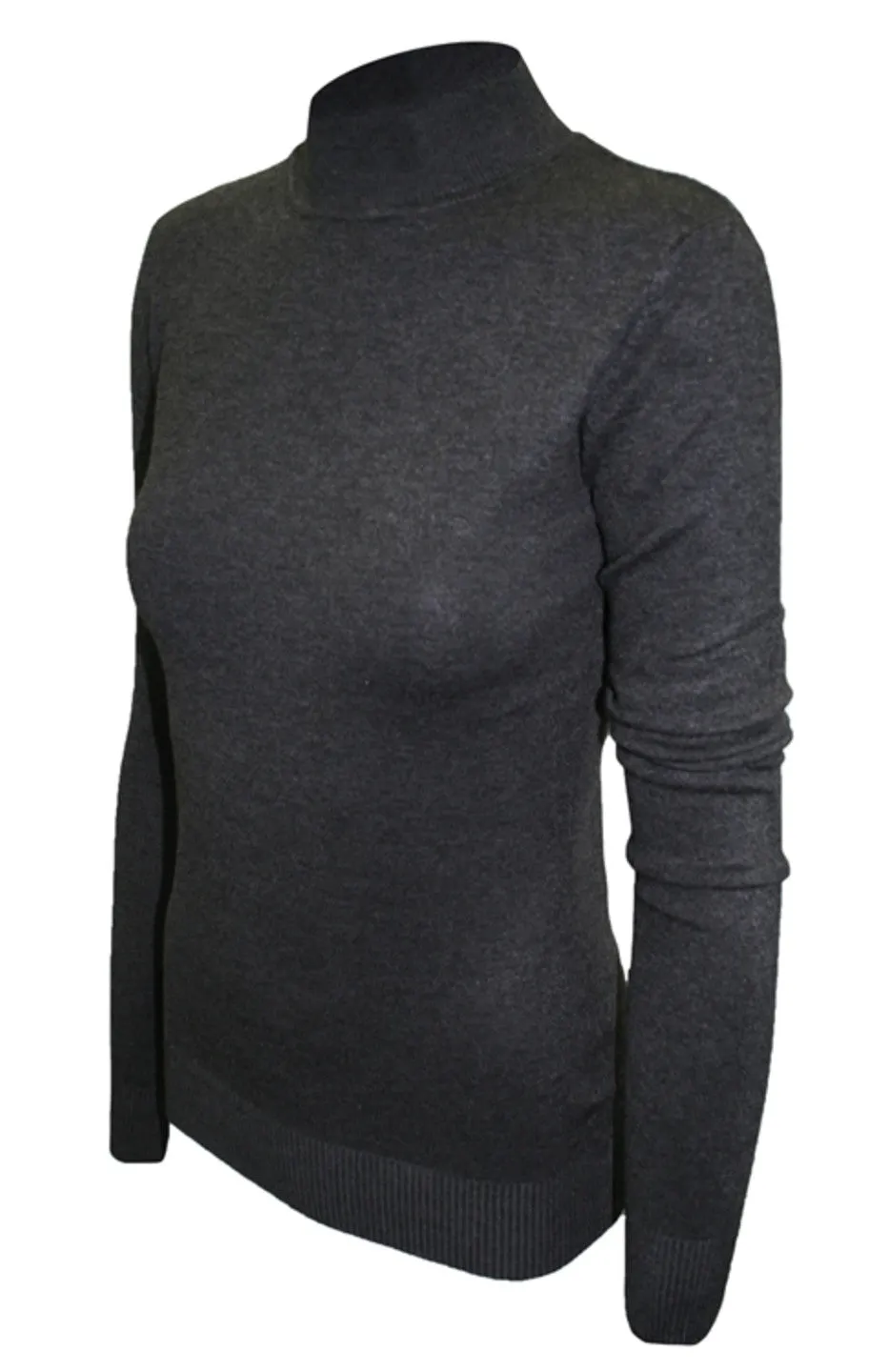 Silk Blend Stretch Knit Mock Turtleneck