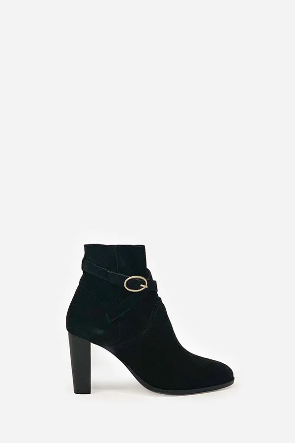 Suede black ankle boots