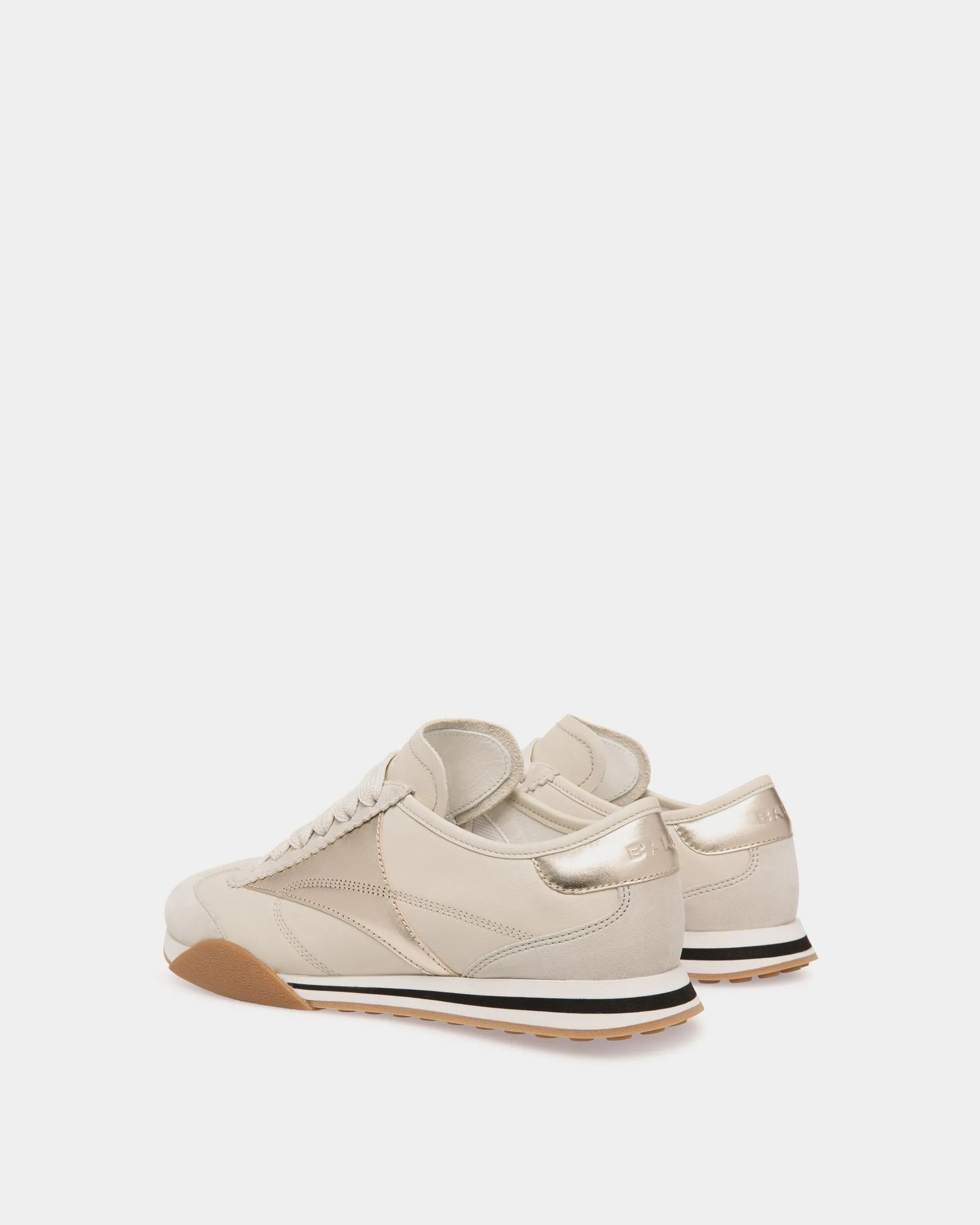 Sussex Sneaker In White And Gold Leather