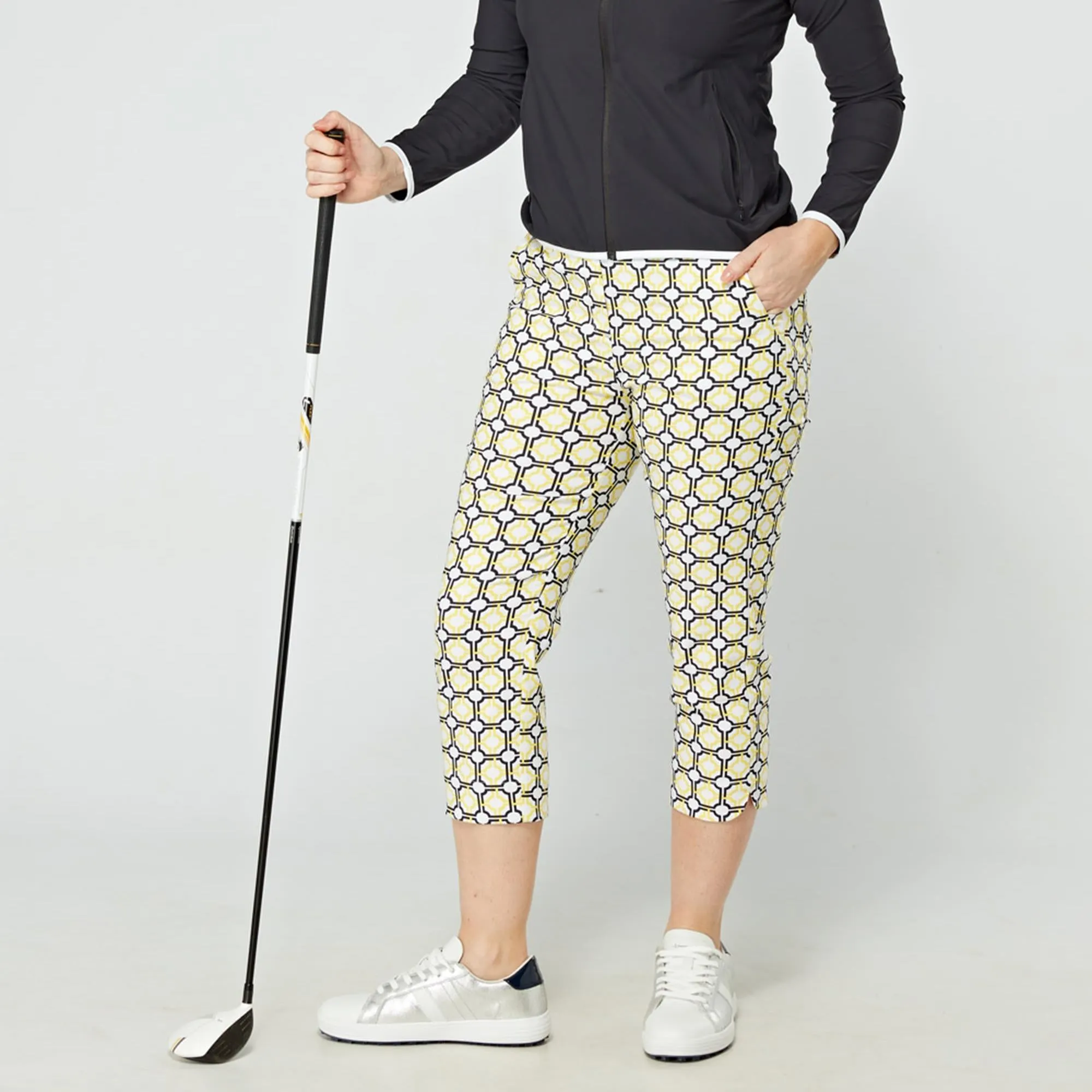 Swing Out Sister Lexi Ladies Pull On Capris Sunshine/Navy