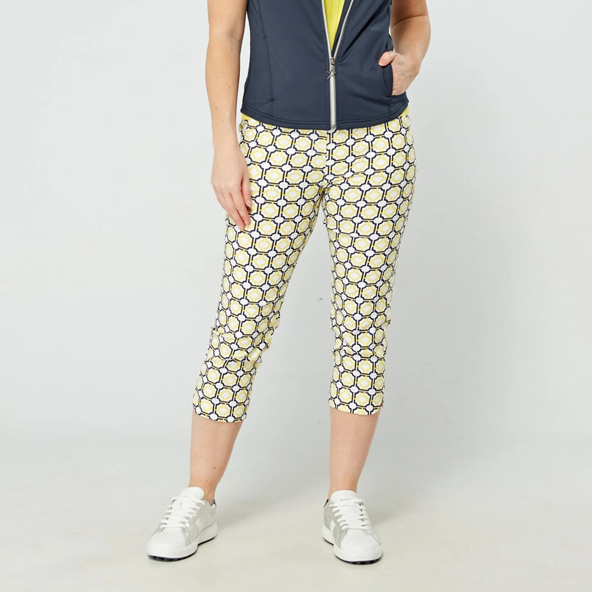 Swing Out Sister Lexi Ladies Pull On Capris Sunshine/Navy