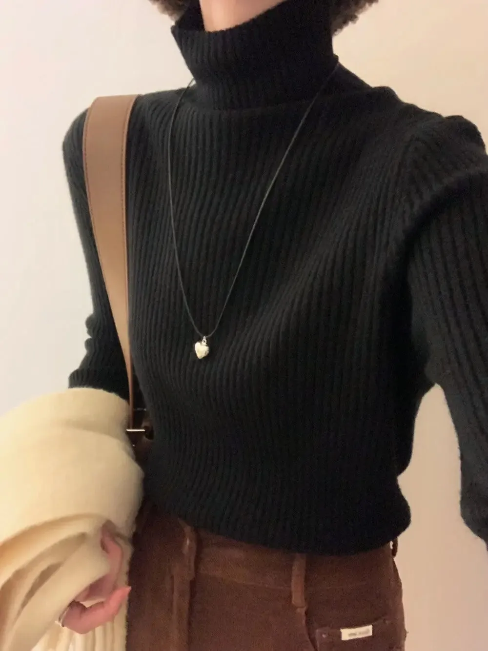 T3191 Ribbed Turtleneck Sweater