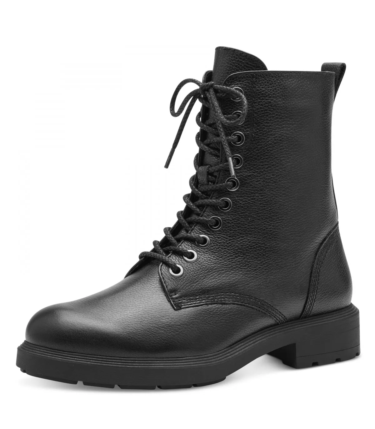 Tamaris Army Boot in Black Leather 25112