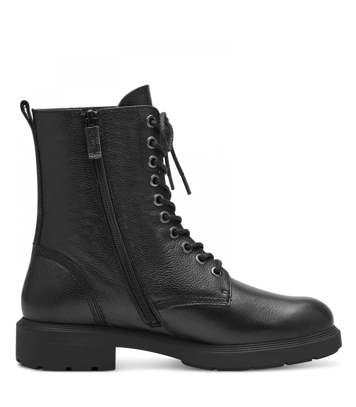 Tamaris Army Boot in Black Leather 25112