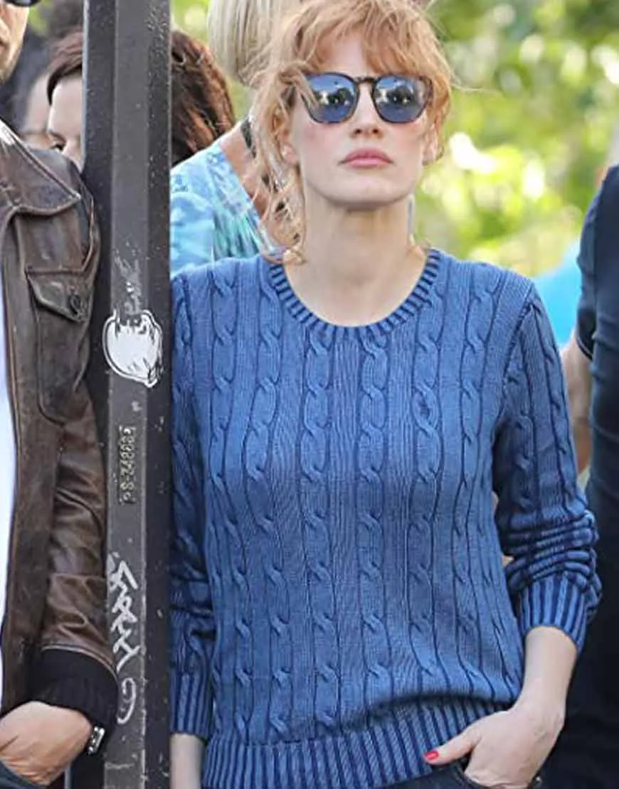 The 355 Jessica Chastain Sweater | Mace The 355 Blue Sweater