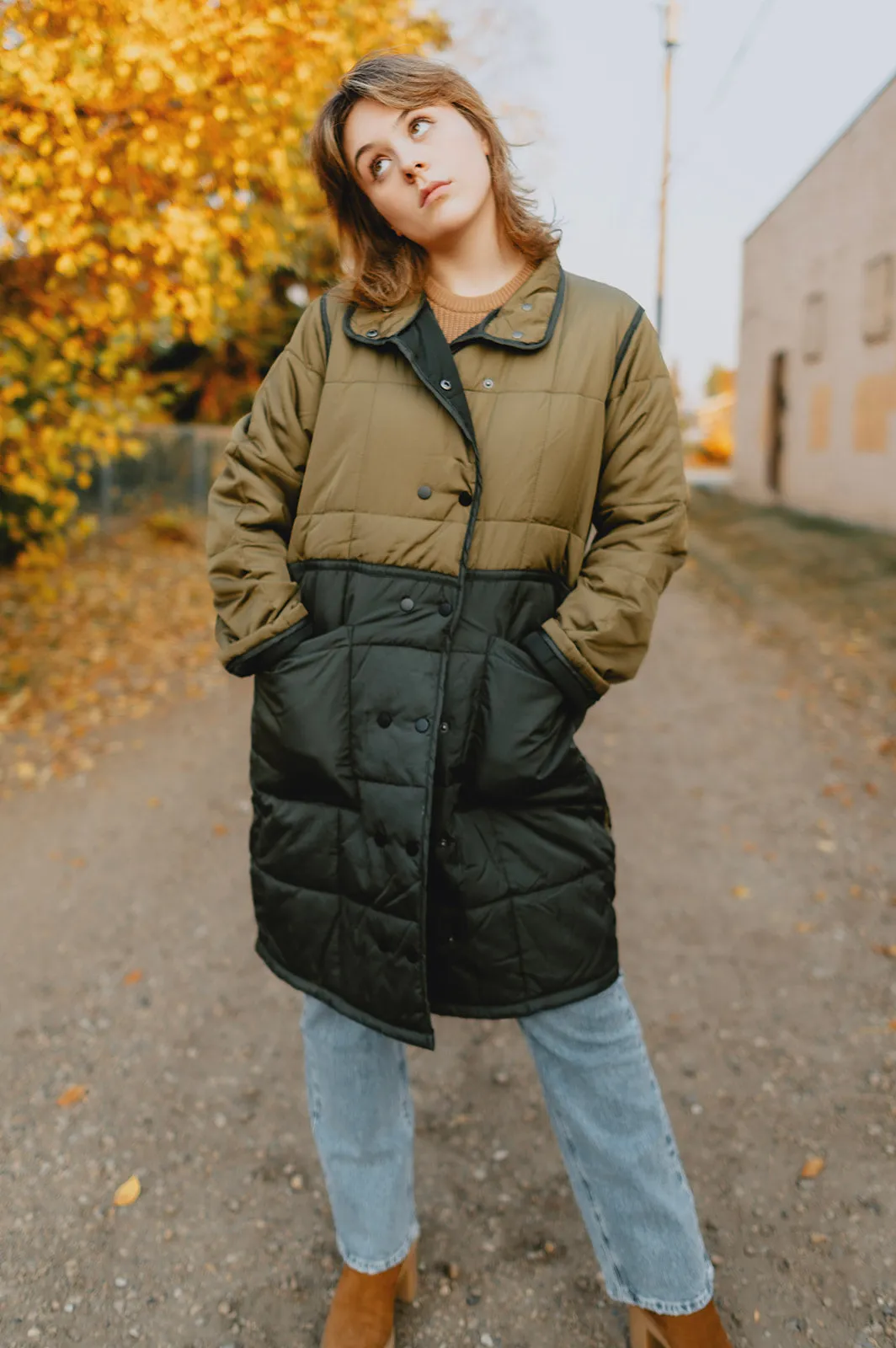 The Babeta Colourblock Jacket - Olive Mix - PLUS