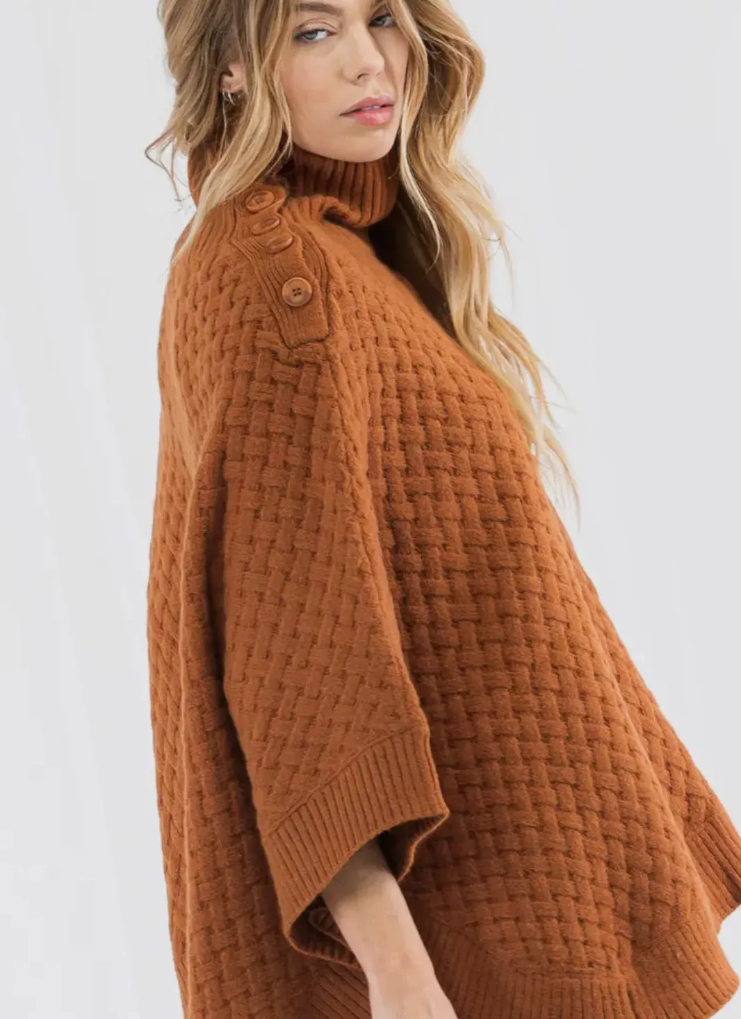 The Vintage Shop Basket Weave Poncho