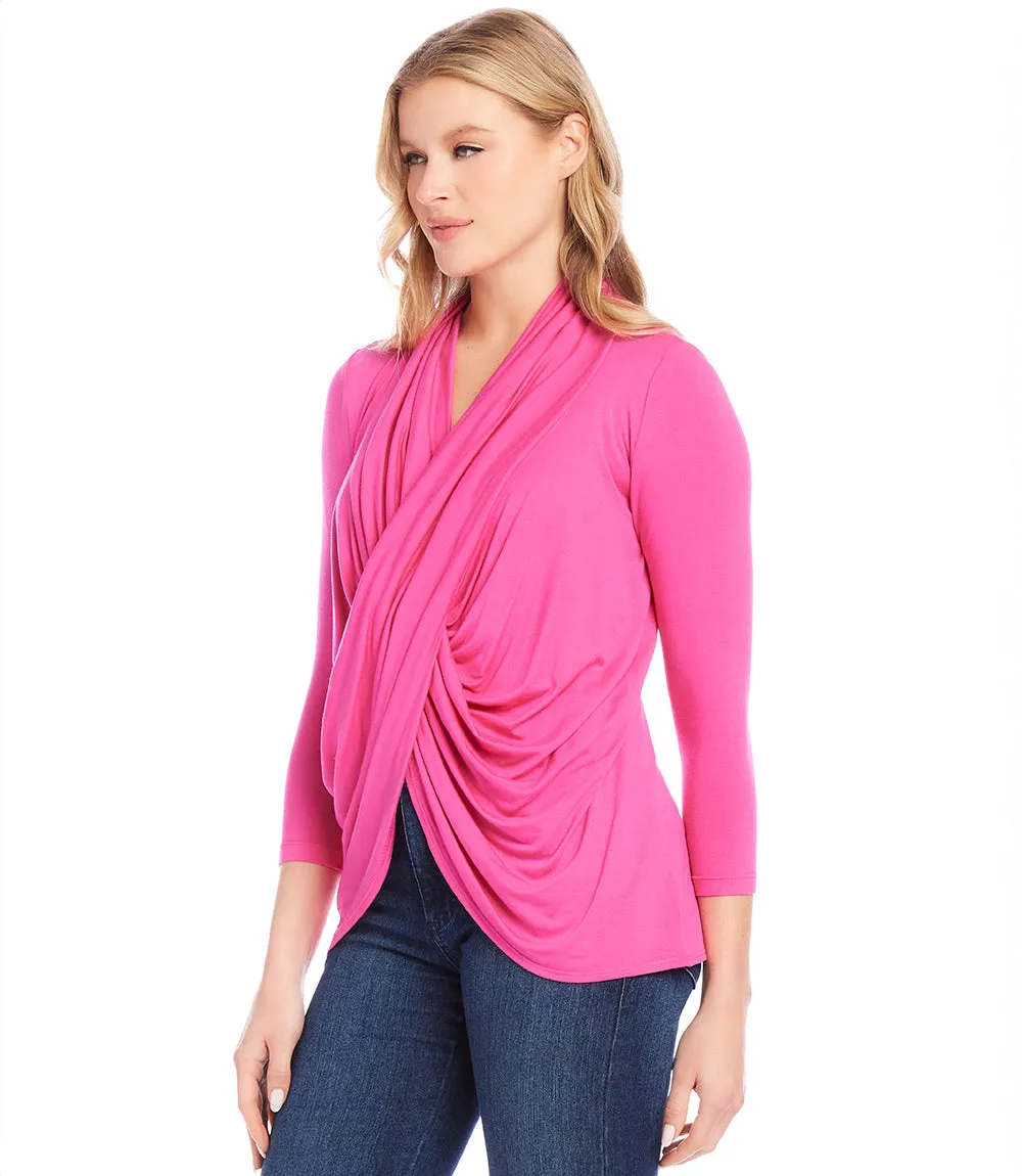 Three Quarter Sleeve Crossover Top