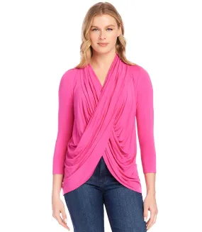 Three Quarter Sleeve Crossover Top