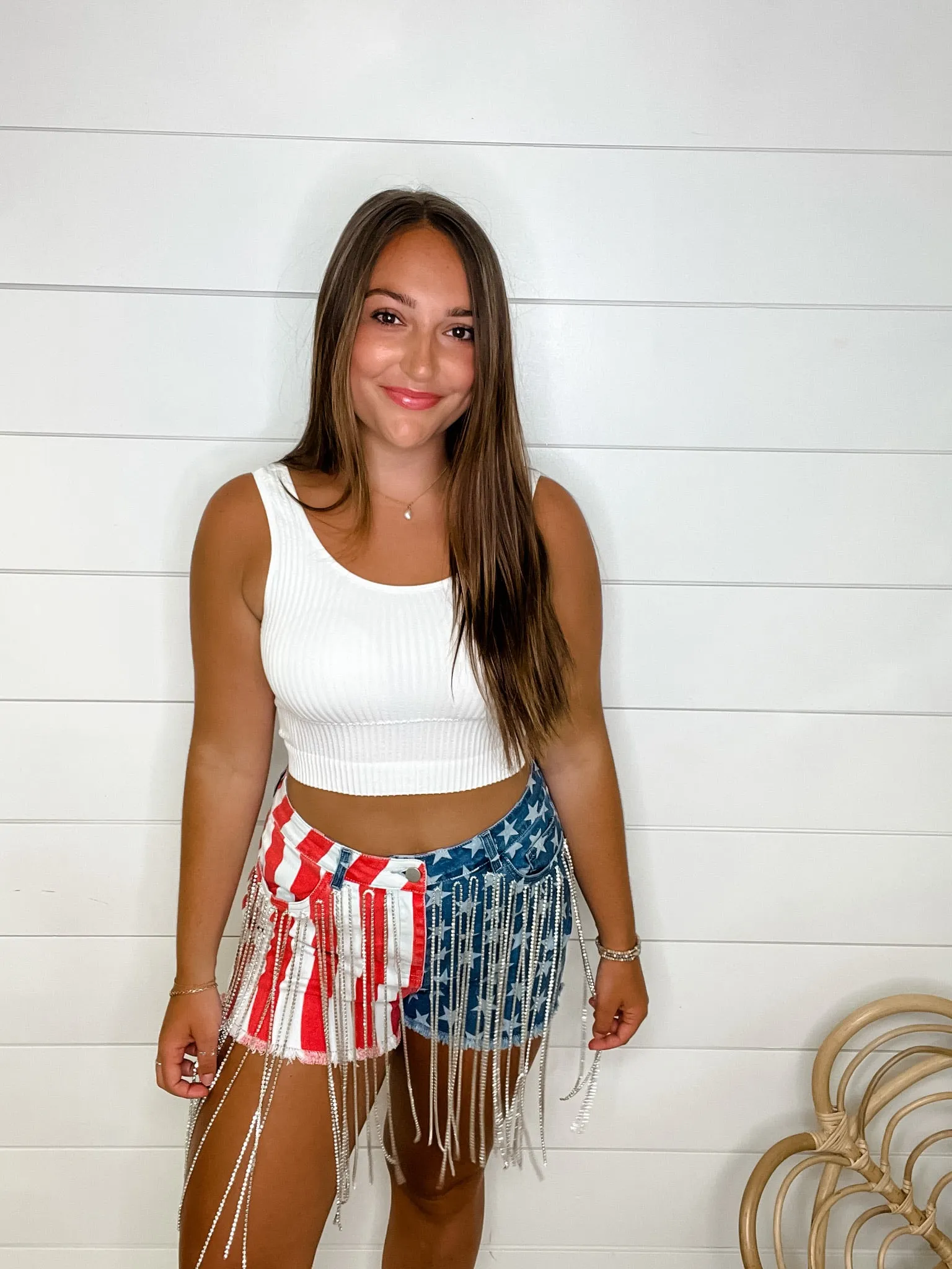 USA Flag Fringe Shorts