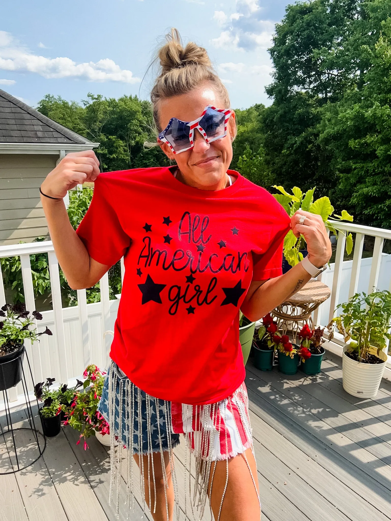 USA Flag Fringe Shorts