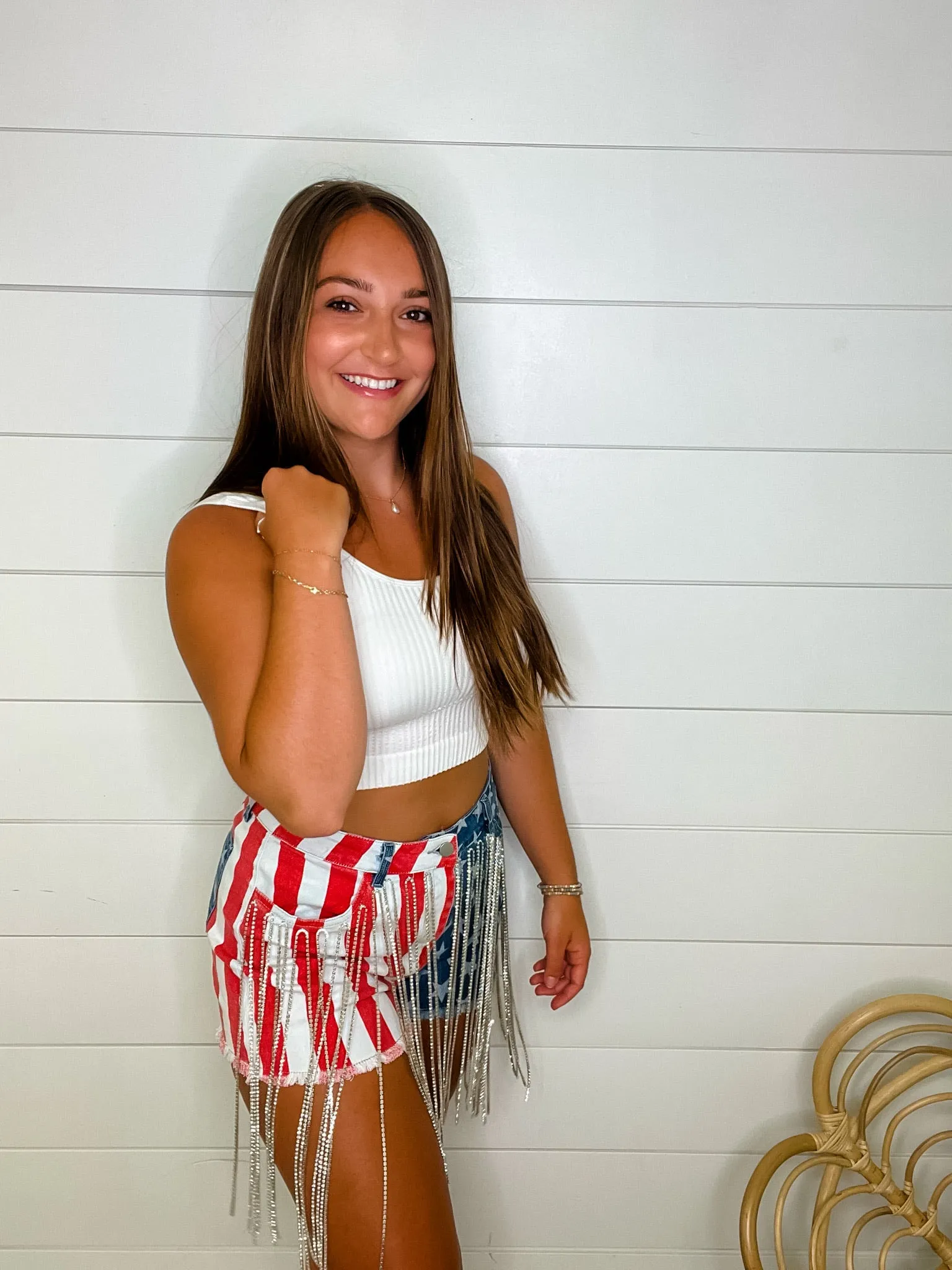 USA Flag Fringe Shorts