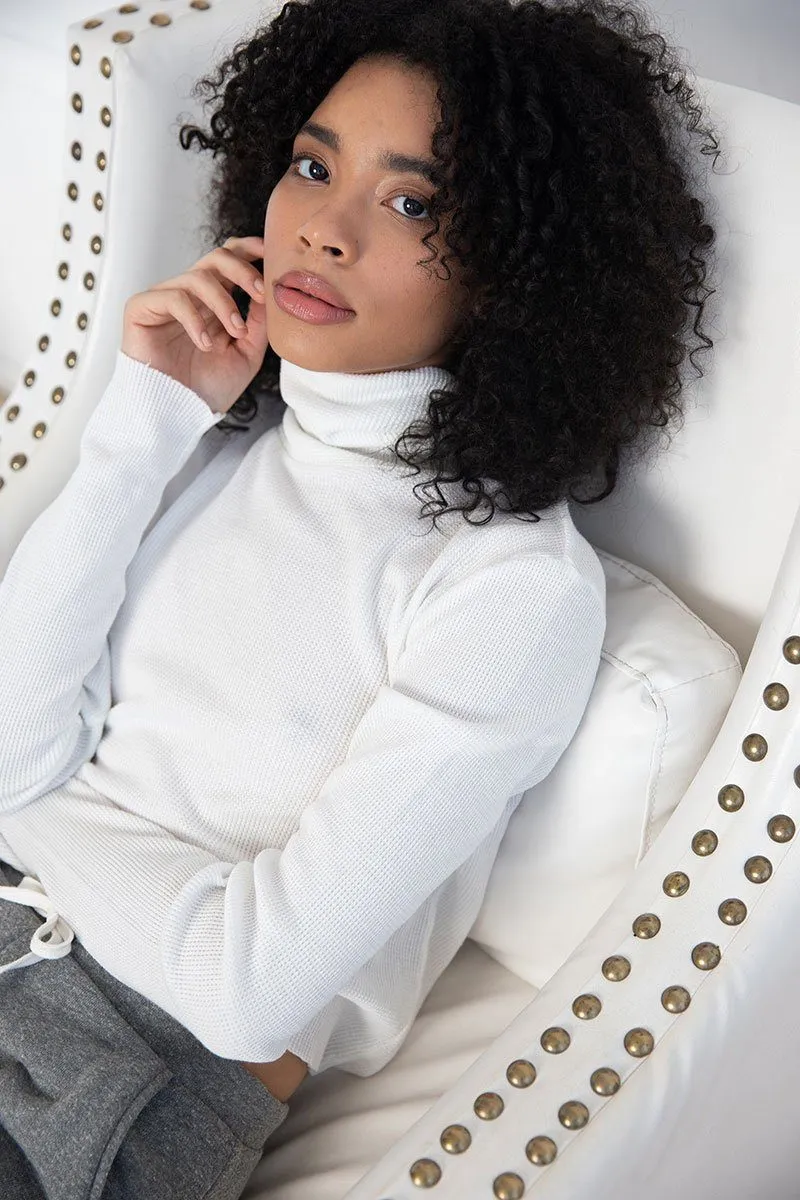 White Lightweight Thermal Turtleneck