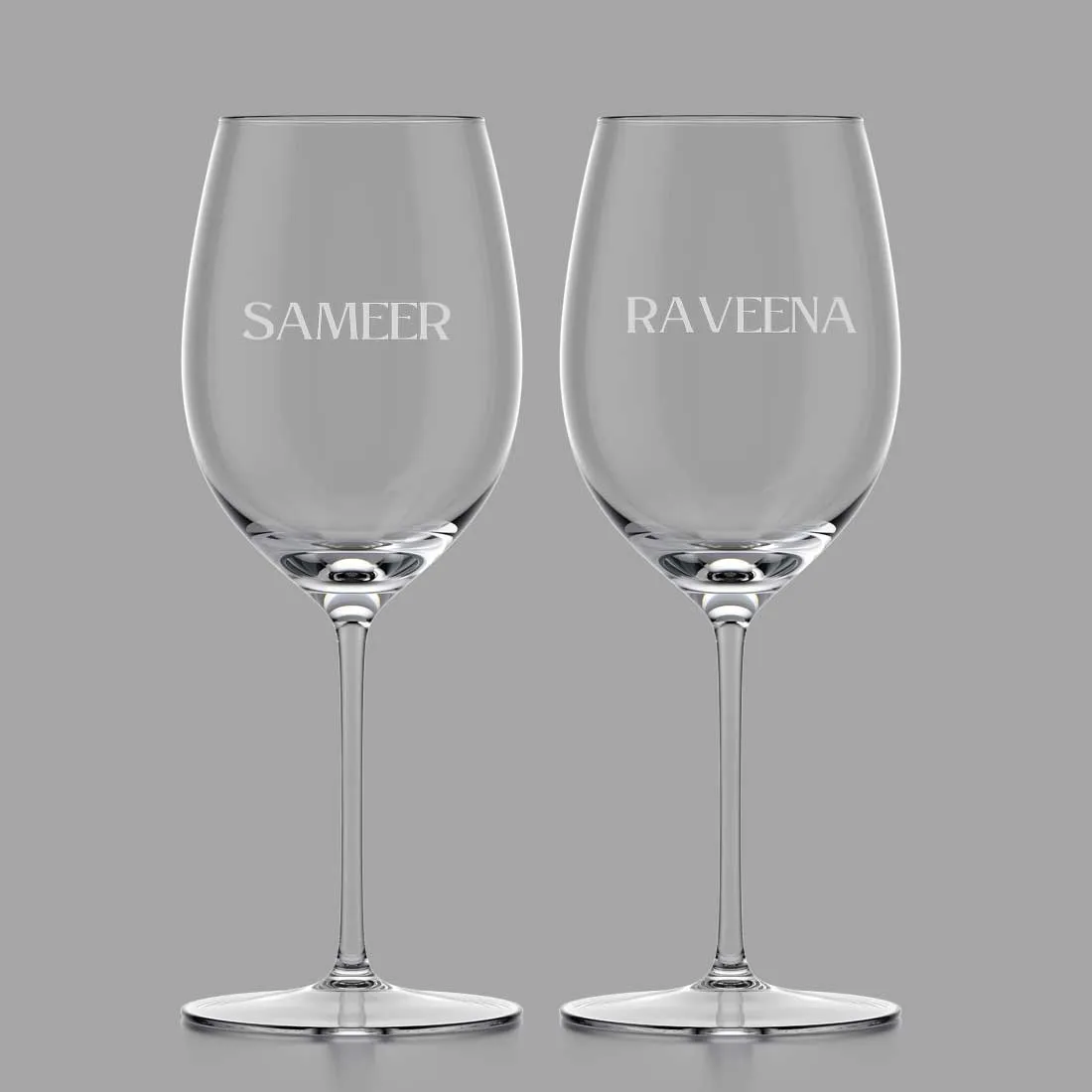 Wine Glasses for Couples Engraved with Personalized Name