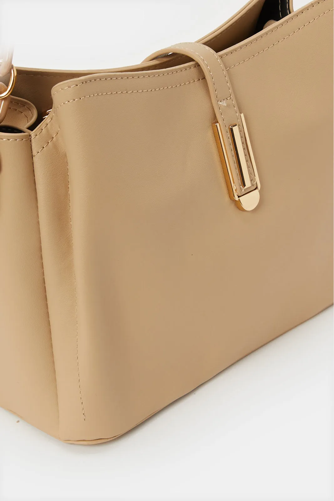 Women Beige Embellished Bucket Bag