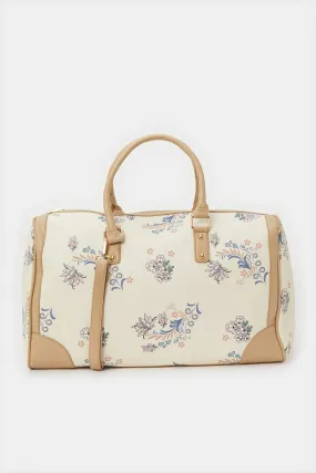 Women Beige Printed Hold All Bag