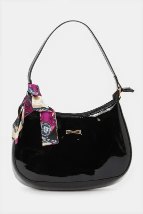 Women Black Embellished Slouch Bag