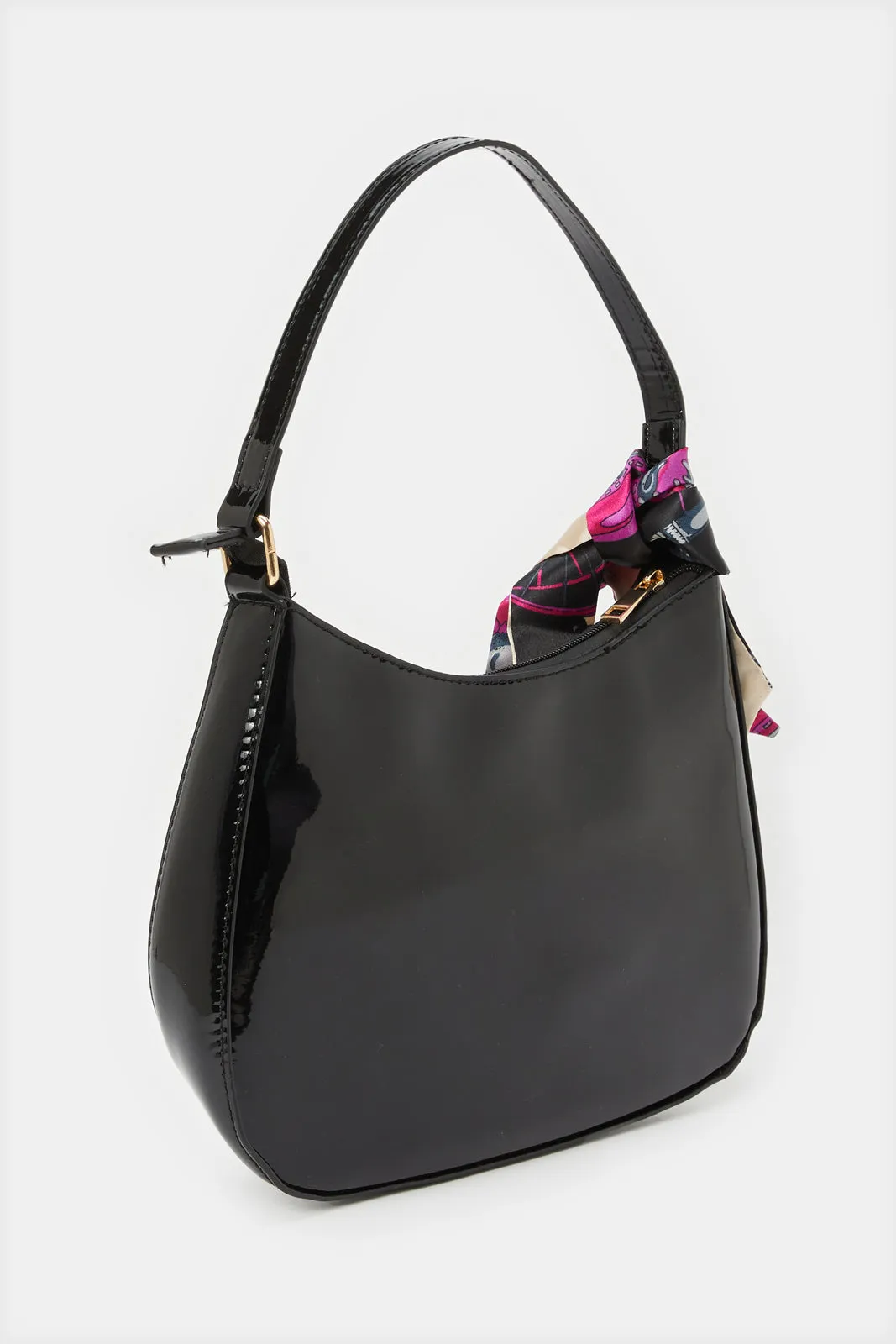 Women Black Embellished Slouch Bag