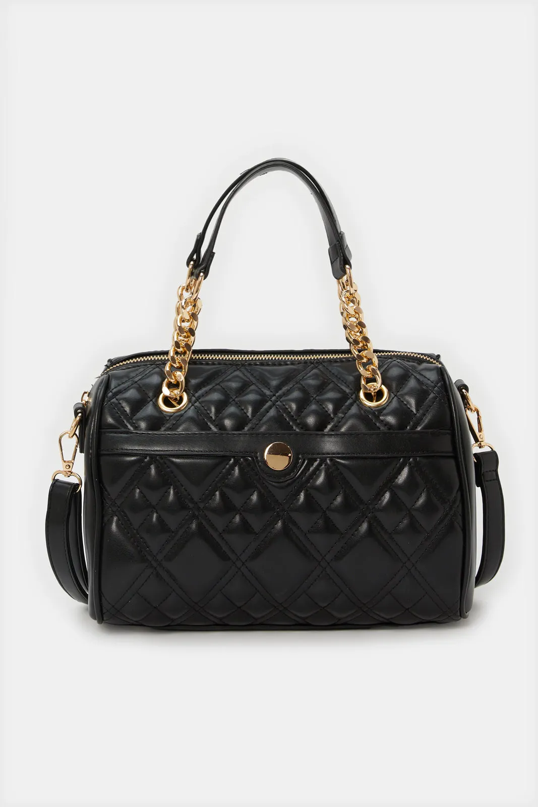 Women Black Textured Day Bag