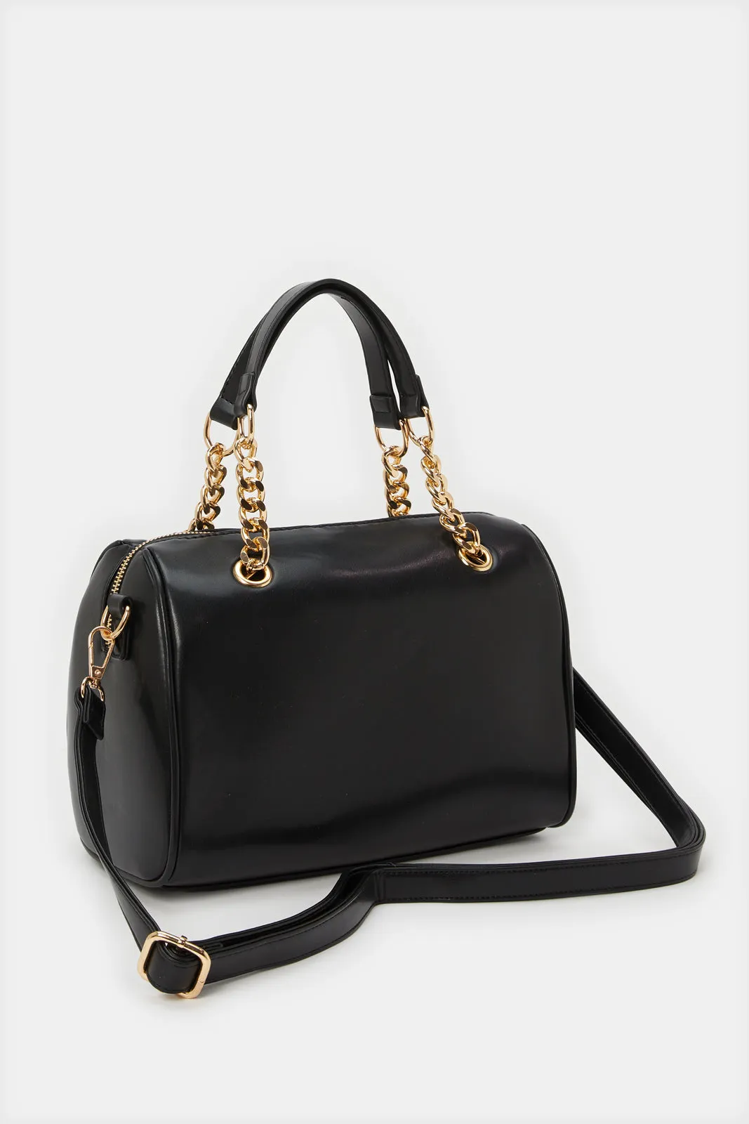 Women Black Textured Day Bag