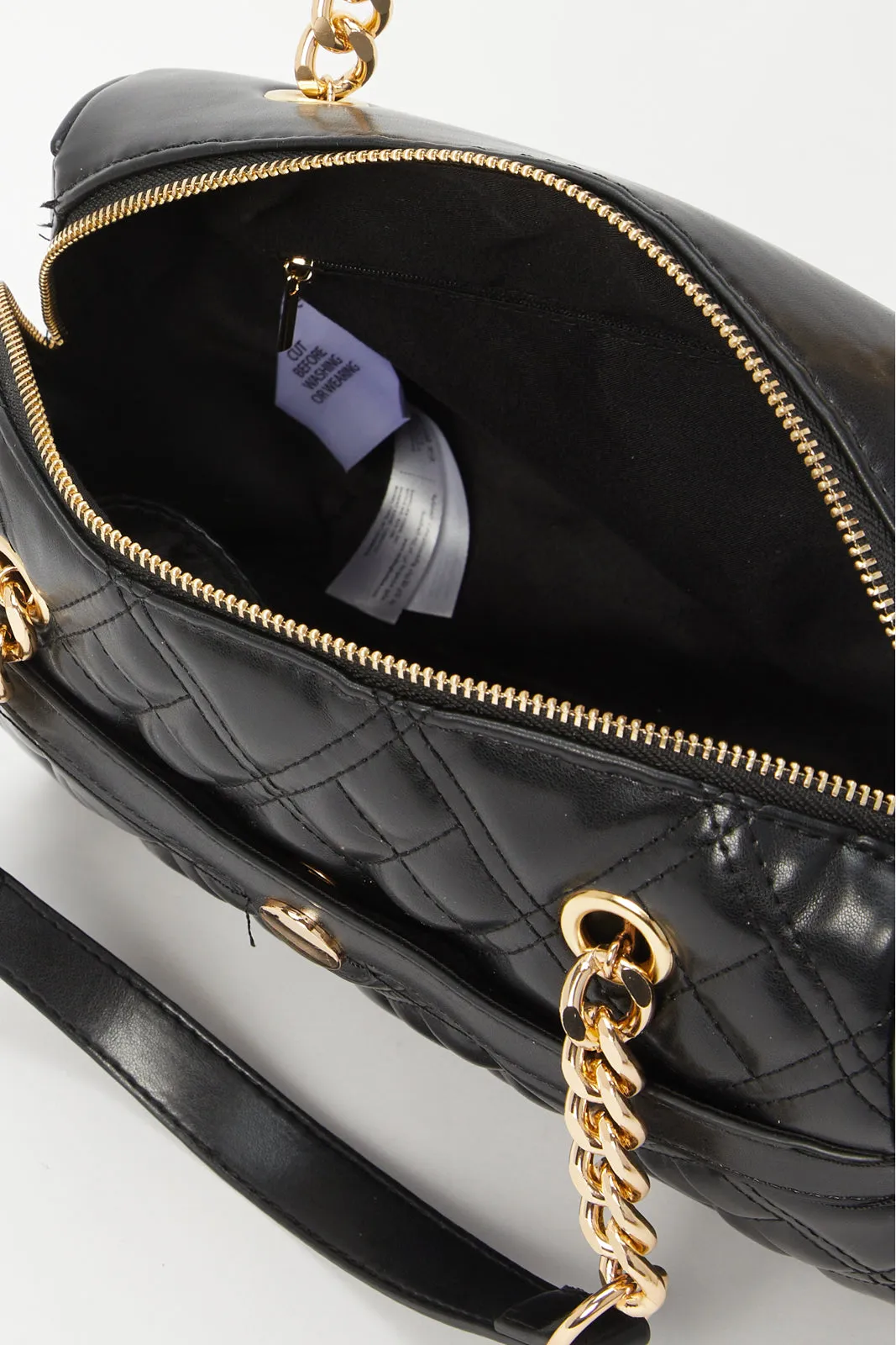 Women Black Textured Day Bag