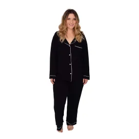 Women's Long Sleeve Pajama Set in Midnight with Cloud Trim