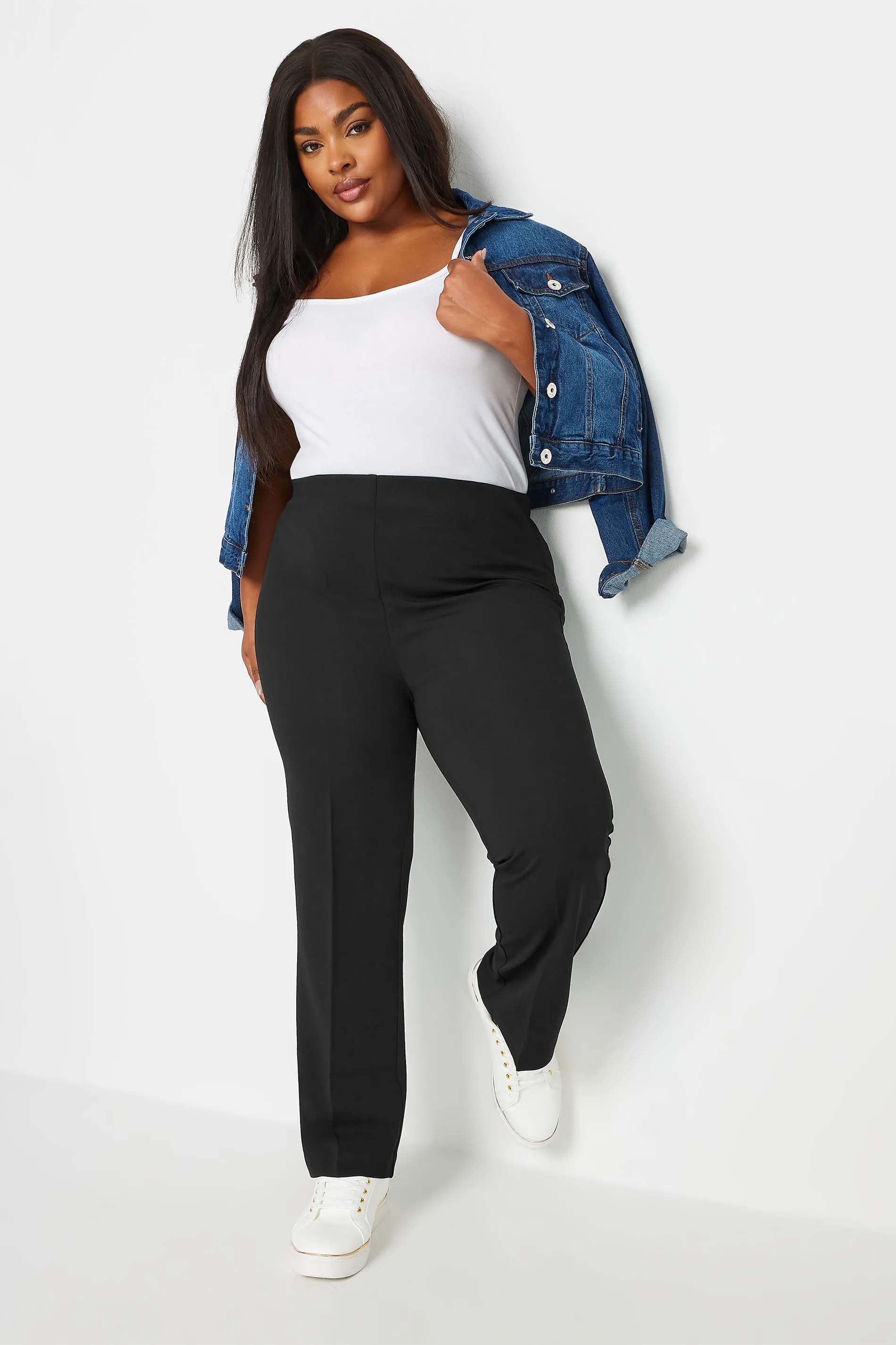 YOURS BESTSELLER Curve Black Pull On Ribbed Bootcut Stretch Trousers