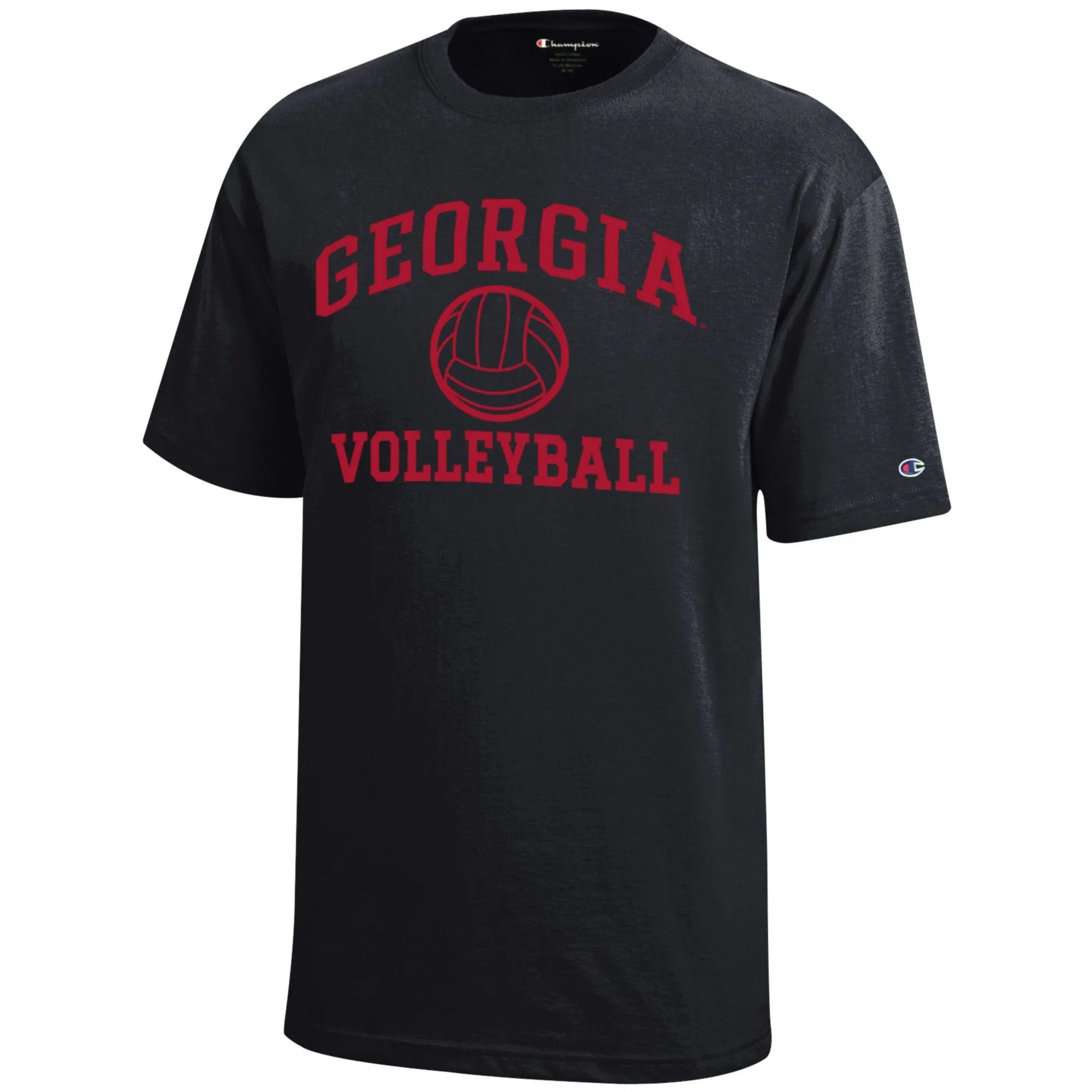 Youth Champion  Black Georgia Bulldogs Icon Logo Volleyball T-Shirt